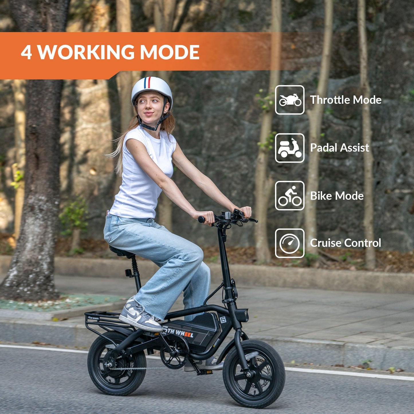 5TH WHEEL TRANSIT Compact Electric Bike | 700W Peak Motor & 20 Mile Range