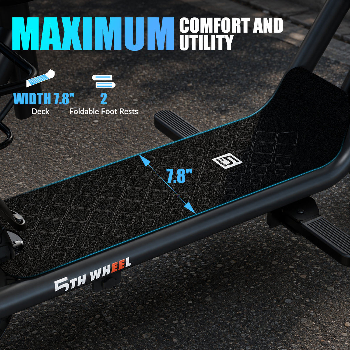 5TH WHEEL T20PRO Seated Electric Scooter w/ Rear Basket - 700W Peak, 20 mph Top Speed, 20 Mile Max Range, 265 lbs Max Capacity, 12" Tires