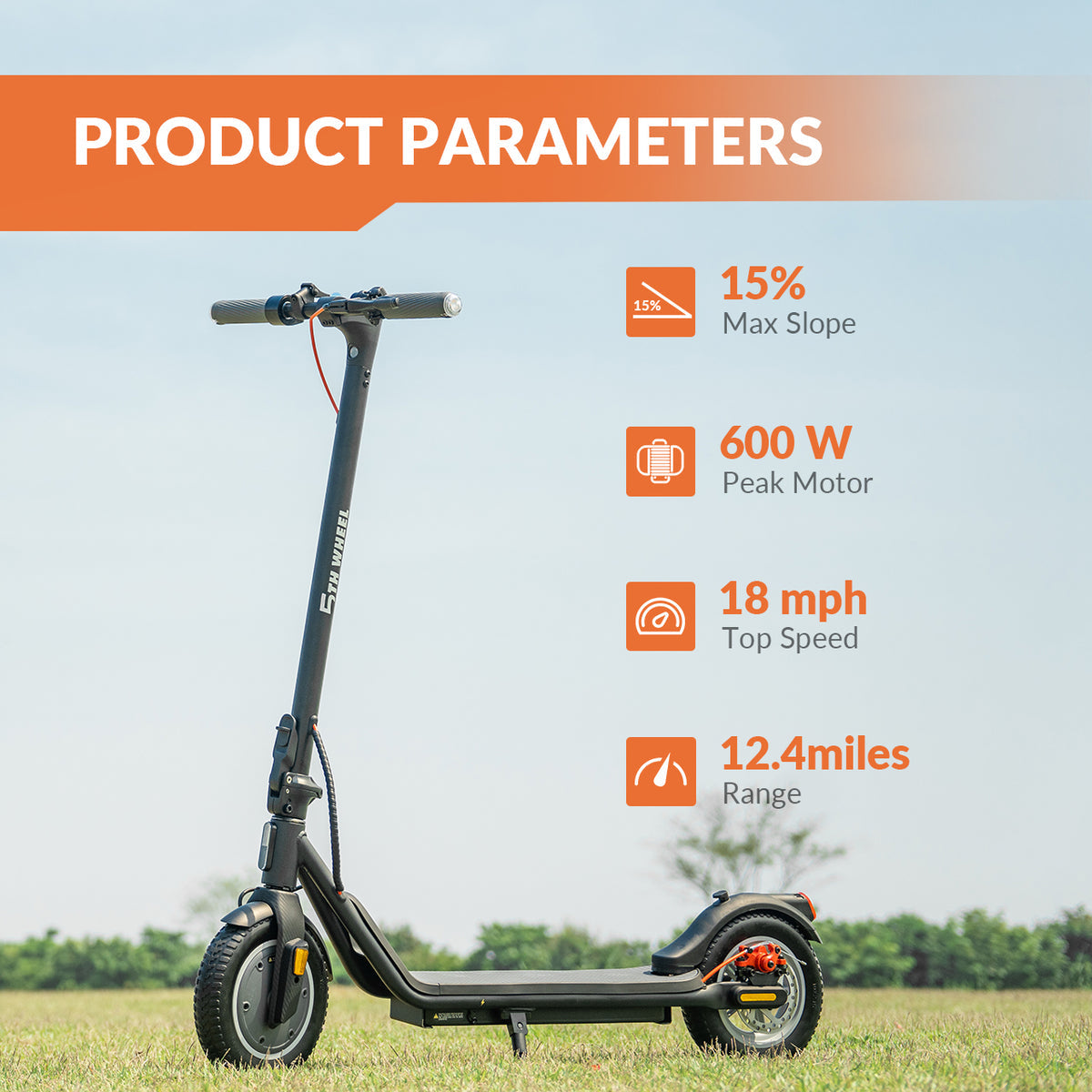 5TH WHEEL V20PRO Electric Scooter | 600W Peak Motor & 12 Mile Range