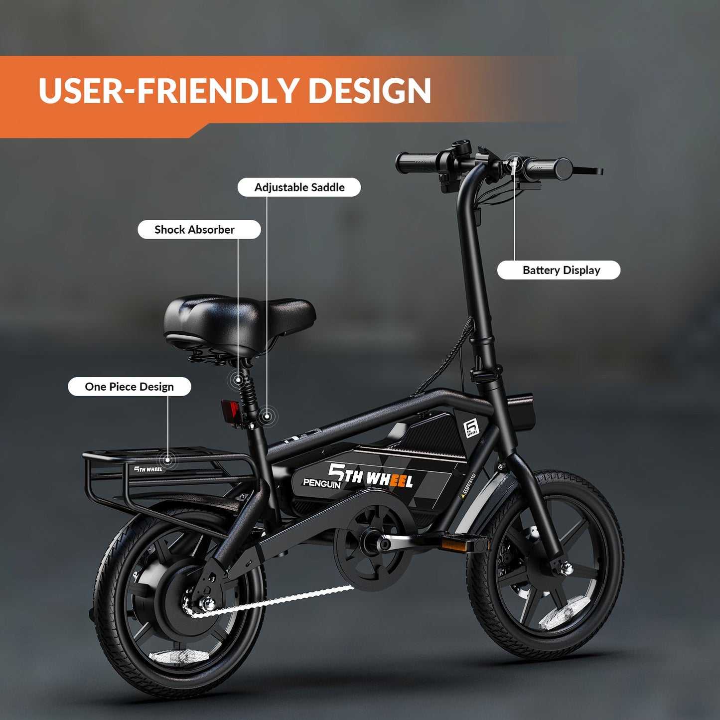 5TH WHEEL TRANSIT Compact Electric Bike | 700W Peak Motor & 20 Mile Range