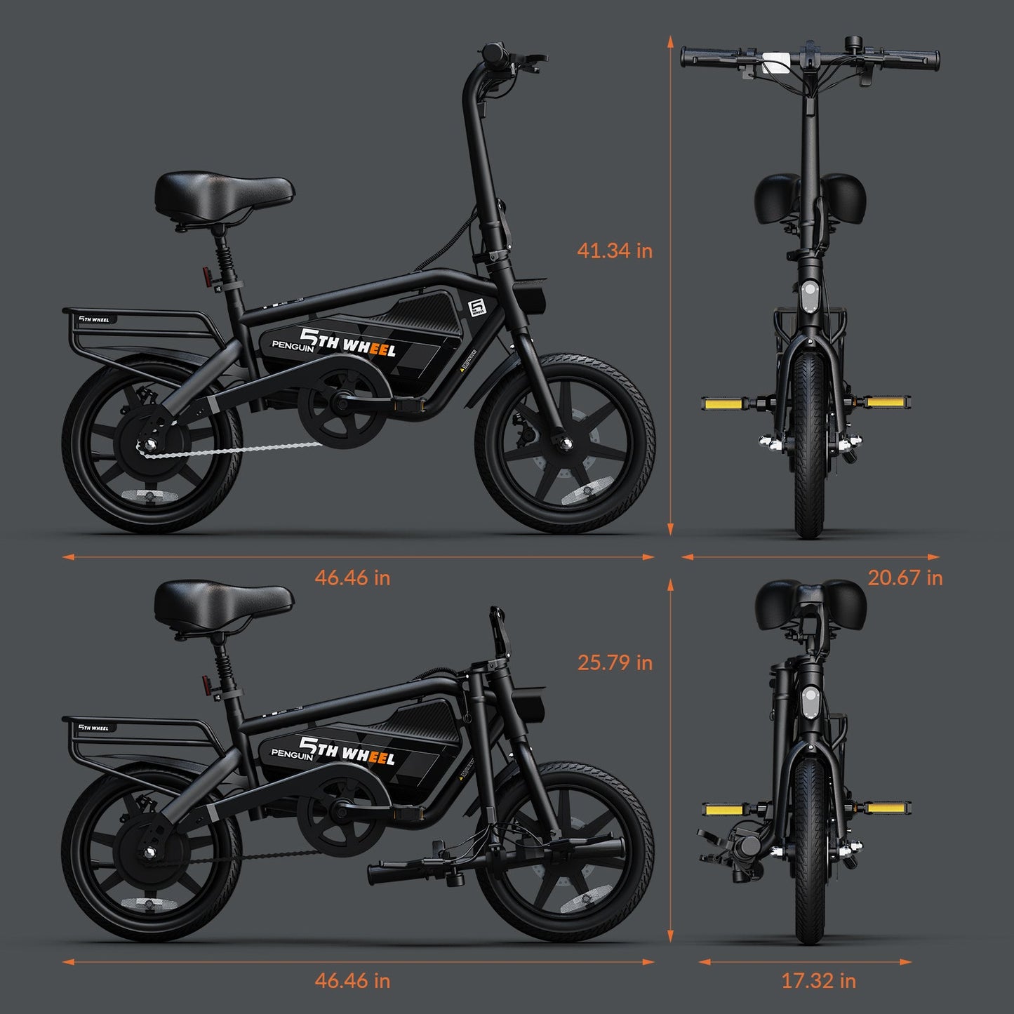 5TH WHEEL TRANSIT Compact Electric Bike | 700W Peak Motor & 20 Mile Range