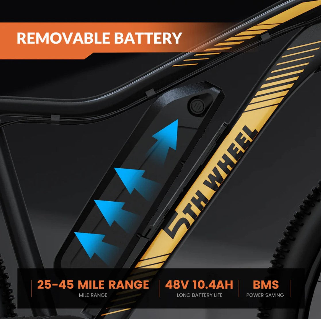 5TH WHEEL ROVER Commuter Electric Bike | 1000W Peak Motor & 30 Mile Range