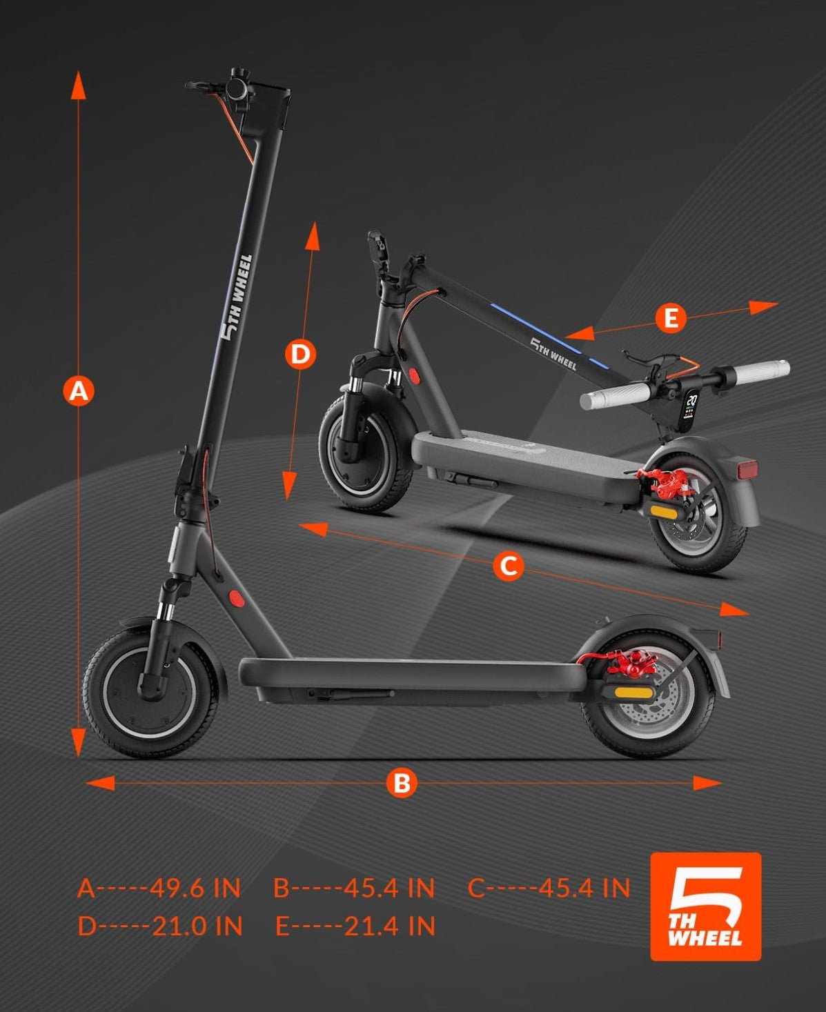 5TH WHEEL V40PRO Electric Scooter | 800W Peak Motor & 25 Mile Range with Ambient Lighting System