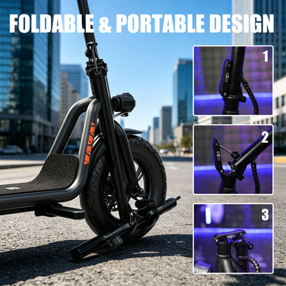 5TH WHEEL T20PRO Seated Electric Scooter w/ Rear Basket - 700W Peak, 20 mph Top Speed, 20 Mile Max Range, 265 lbs Max Capacity, 12" Tires