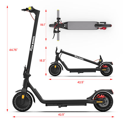 5TH WHEEL Adult Electric Scooter - 500W Peak, 265 lbs Capacity, 8.5" Solid Tires, Turn Signals