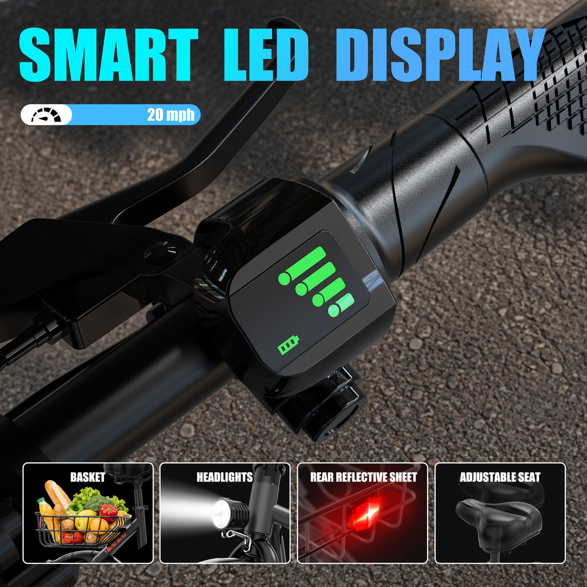 5TH WHEEL T20PRO Seated Electric Scooter w/ Rear Basket - 700W Peak, 20 mph Top Speed, 20 Mile Max Range, 265 lbs Max Capacity, 12" Tires