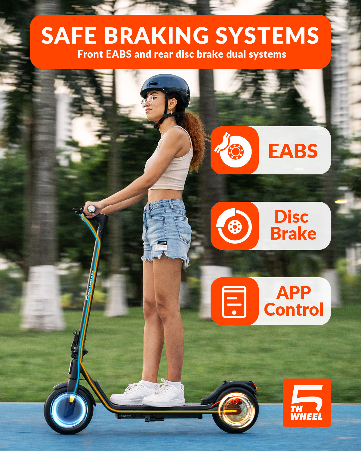 5TH WHEEL V20PRO Electric Scooter - 600W Peak, 265 lbs Capacity, 10" Solid Tires, Turn Signals