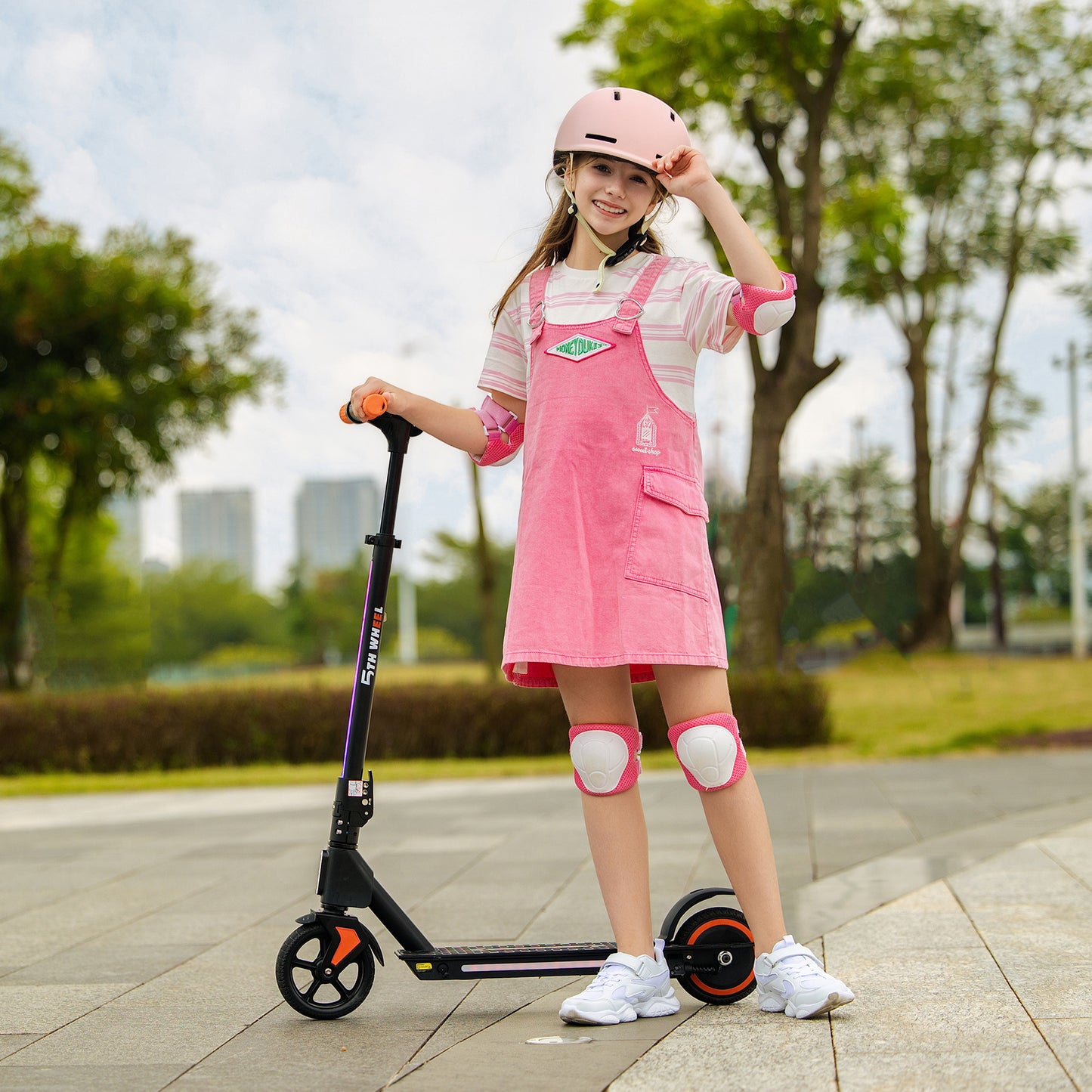 5TH WHEEL Kids Electric Scooter | 150W Rated Motor, 20 Mile Range, Adjustable Height Stem with Ambient Lighting System