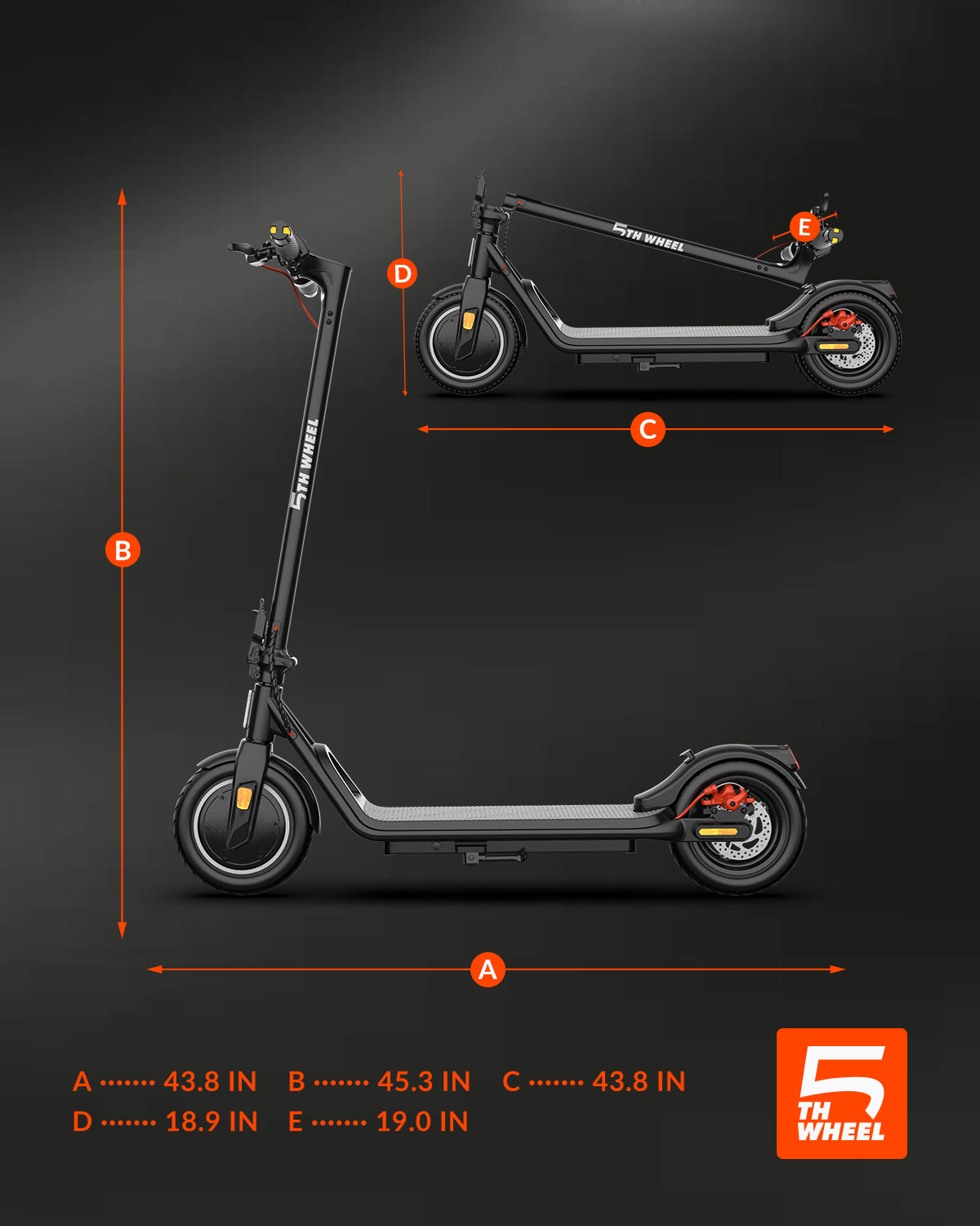 5TH WHEEL V20PRO Electric Scooter - 600W Peak, 265 lbs Capacity, 10" Solid Tires, Turn Signals