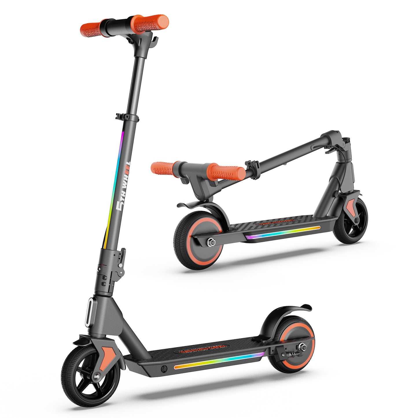 5TH WHEEL Kids Electric Scooter | 150W Rated Motor, 20 Mile Range, Adjustable Height Stem with Ambient Lighting System