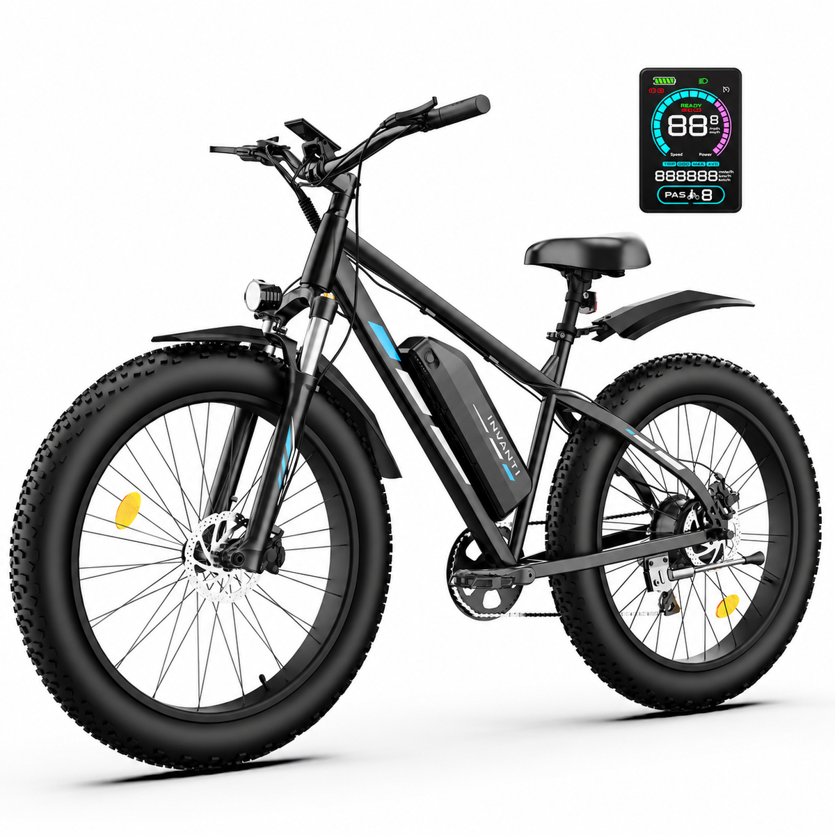 5TH WHEEL RAVENX Fat Tire Electric Bike - 500W Rated Motor, 20 MPH Top Speed, 72 Mile Max Range, with 26” Fat Tires