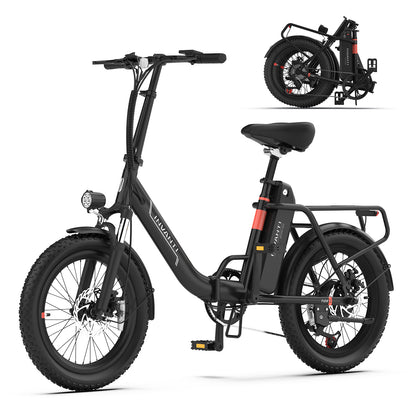 5TH WHEEL TIDE 2 Folding Utility Electric Bike - 1000W Peak Motor, 25 Mile Max Range, 330 lbs Max Capacity, 20" Fat Tires