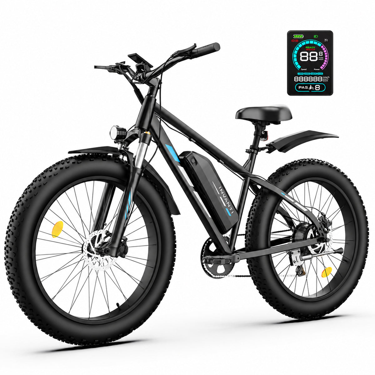 5TH WHEEL RAVENX Fat Tire Electric Bike - 500W Rated Motor, 20 MPH Top Speed, 72 Mile Max Range, with 26” Fat Tires