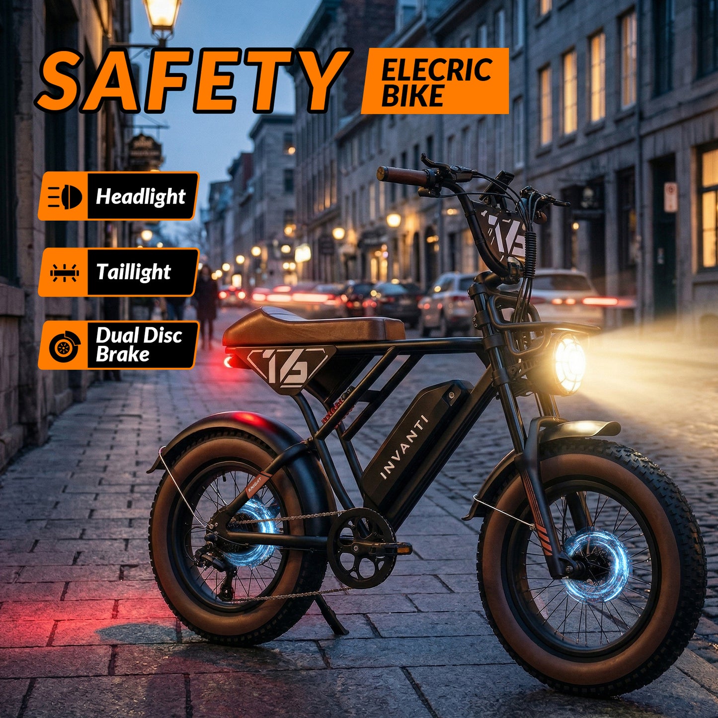 5TH WHEEL NITROX Retro Electric Bike -  1500W Peak Motor, 20 MPH Top Speed, 44 Mile Max Range, with 20" Off-Road Fat Tires