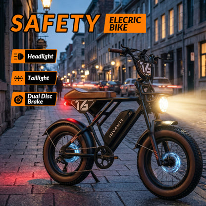5TH WHEEL NITROX Retro Electric Bike -  1500W Peak Motor, 20 MPH Top Speed, 44 Mile Max Range, with 20" Off-Road Fat Tires