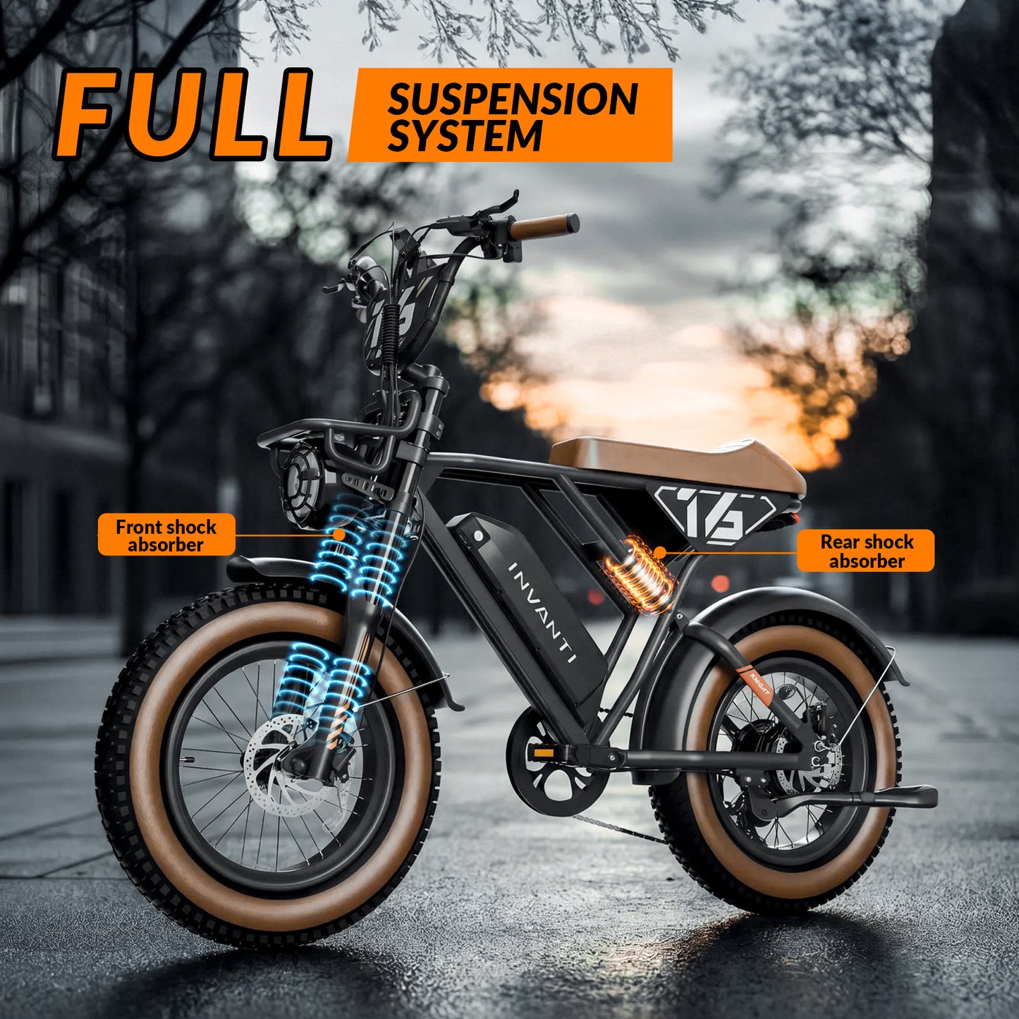 5TH WHEEL NITROX Retro Electric Bike -  1500W Peak Motor, 20 MPH Top Speed, 44 Mile Max Range, with 20" Off-Road Fat Tires