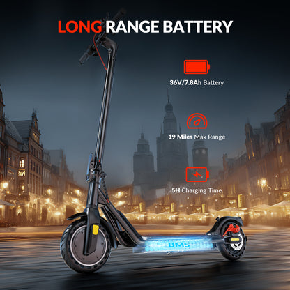 5TH WHEEL V10PLUS Electric Scooter – 500W Peak, 18 mph Top Speed, 19 Mile Max Range, 265 lbs Max Capactiy, 8.5" Solid Tires