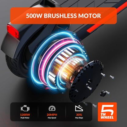 5TH WHEEL G11PRO Performance Electric Scooter - 1200W Peak, 330 lbs Capacity, Hydraulic Suspension, 11" Tires