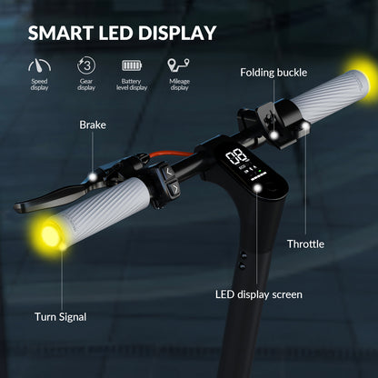 5TH WHEEL Adult Electric Scooter - 500W Peak, 265 lbs Capacity, 8.5" Solid Tires, Turn Signals