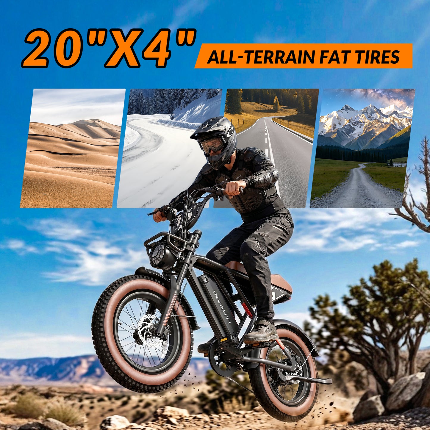 5TH WHEEL NITROX Retro Electric Bike -  1500W Peak Motor, 20 MPH Top Speed, 44 Mile Max Range, with 20" Off-Road Fat Tires
