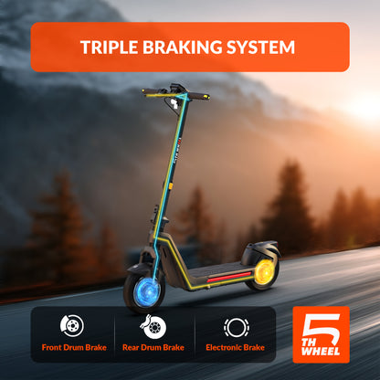 5TH WHEEL G11PRO Performance Electric Scooter - 1200W Peak, 330 lbs Capacity, Hydraulic Suspension, 11" Tires