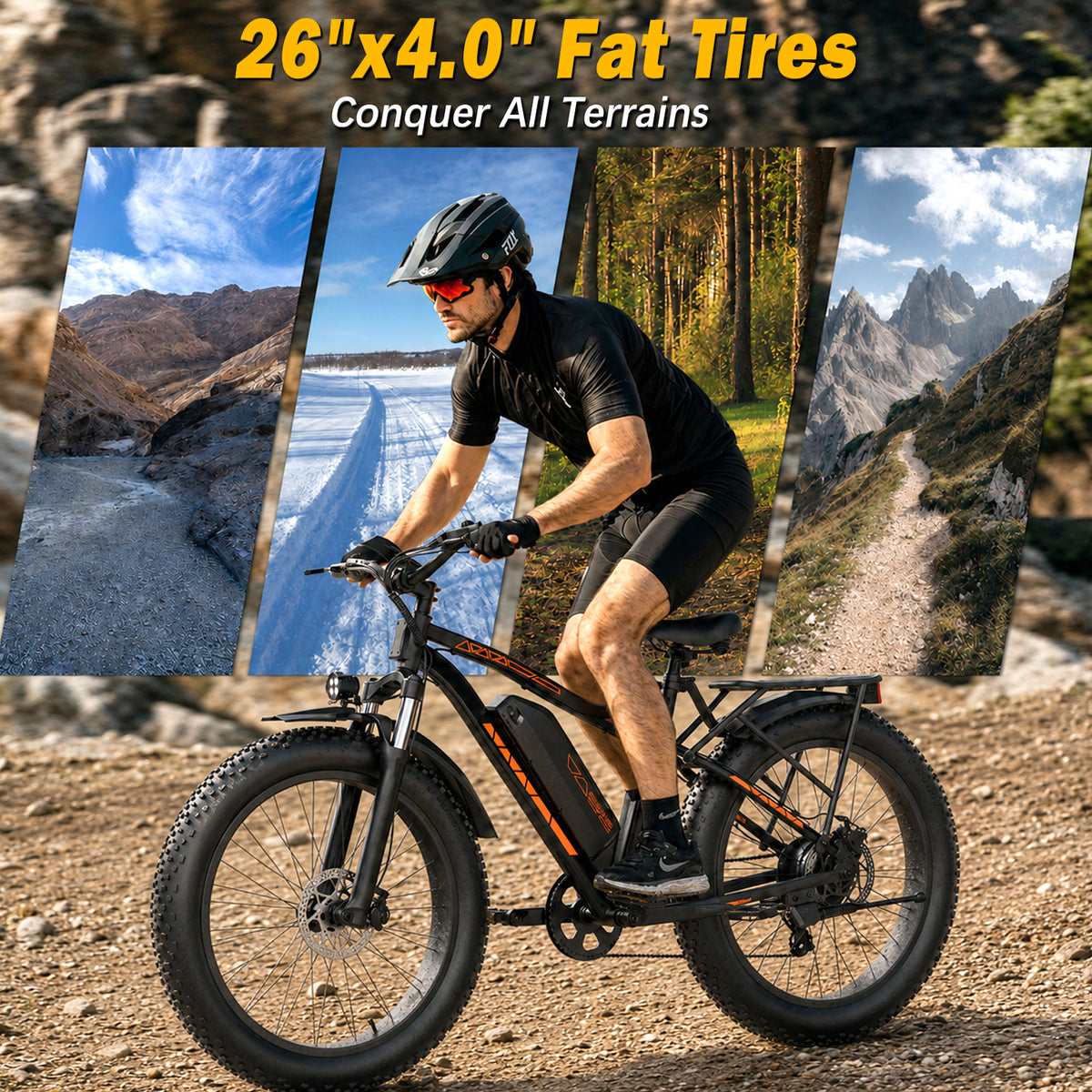 5TH WHEEL FALCONX All-Terrain Cargo Electric Bike - 500W Rated Motor, 20 MPH Top Speed, 72 Mile Max Range, with 26” Fat Tires