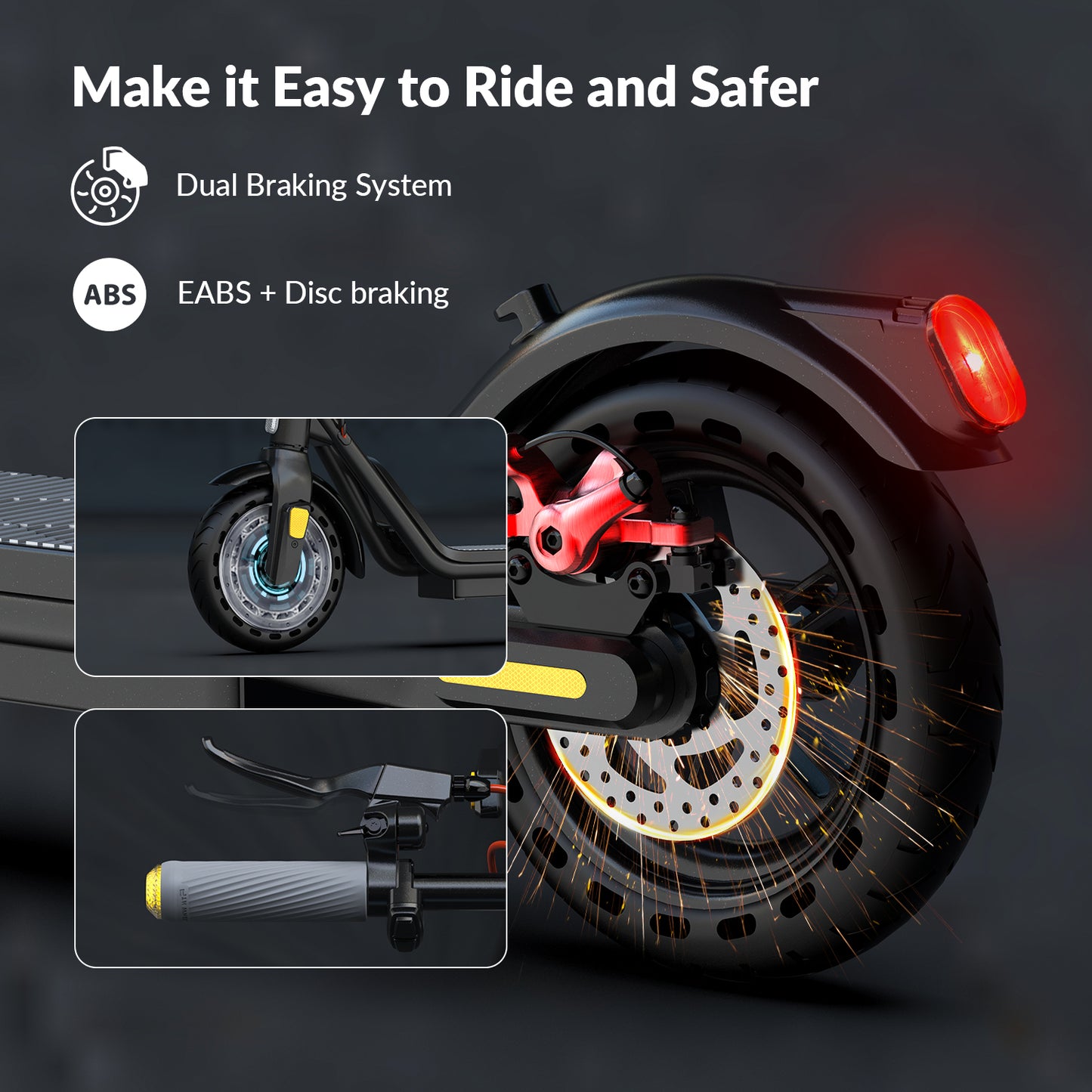 5TH WHEEL Adult Electric Scooter - 500W Peak, 265 lbs Capacity, 8.5" Solid Tires, Turn Signals