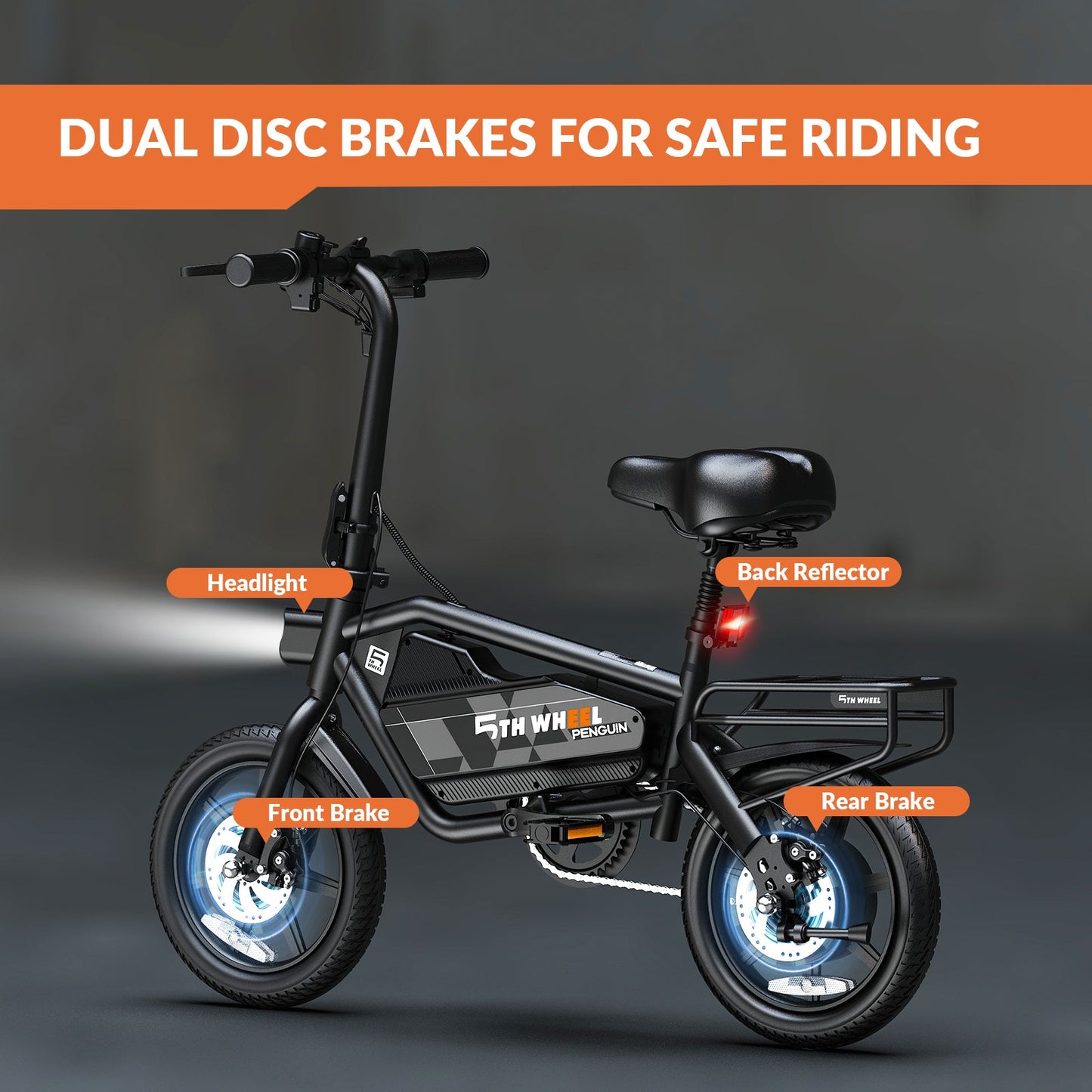 5TH WHEEL TRANSIT Compact Electric Bike | 700W Peak Motor & 20 Mile Range