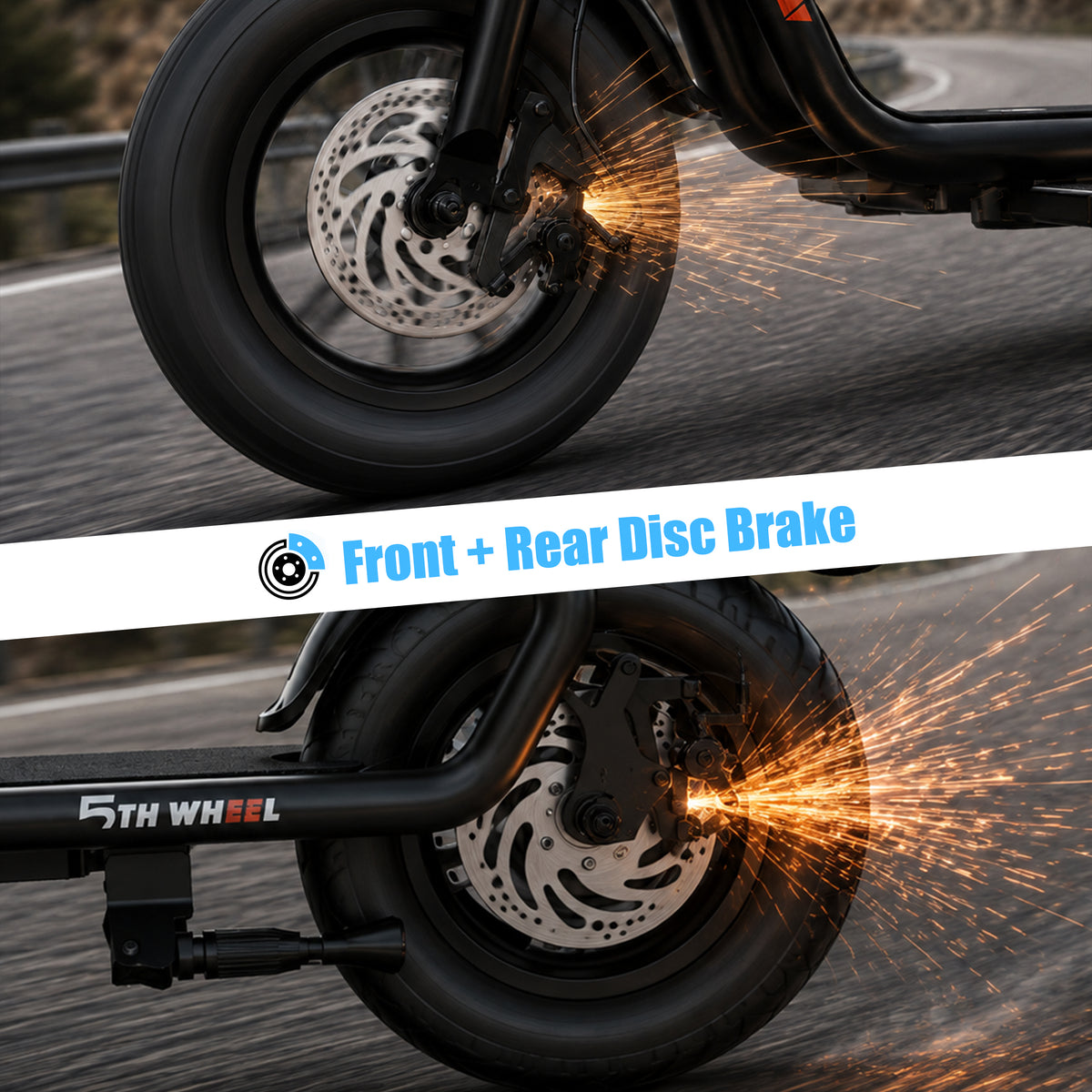 5TH WHEEL T20PRO Seated Electric Scooter w/ Rear Basket - 700W Peak, 20 mph Top Speed, 20 Mile Max Range, 265 lbs Max Capacity, 12" Tires