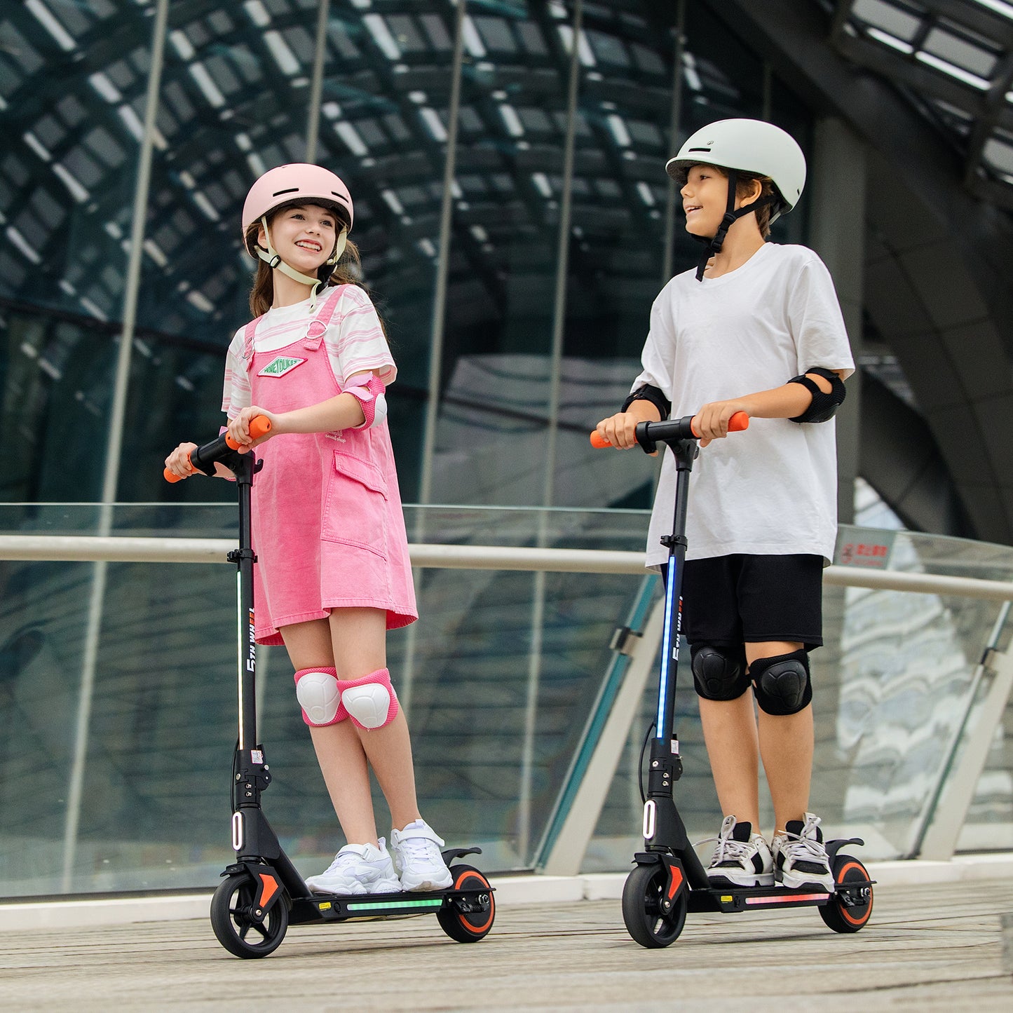 5TH WHEEL Kids Electric Scooter | 150W Rated Motor, 20 Mile Range, Adjustable Height Stem with Ambient Lighting System
