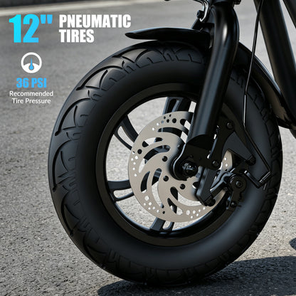 5TH WHEEL T20PRO Seated Electric Scooter w/ Rear Basket - 700W Peak, 20 mph Top Speed, 20 Mile Max Range, 265 lbs Max Capacity, 12" Tires