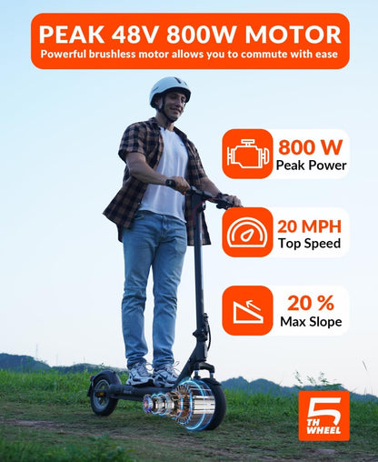 5TH WHEEL V40PRO Electric Scooter | 800W Peak Motor & 25 Mile Range with Ambient Lighting System