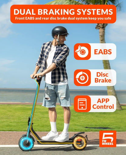 5TH WHEEL V30PRO Electric Scooter - 700W Peak, Rear Suspension, 10" Solid Tires, Turn Signals