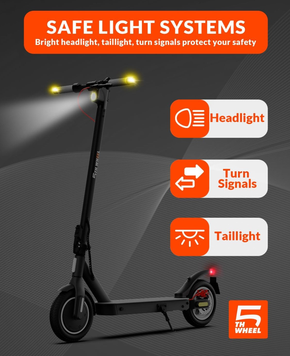 5TH WHEEL V30PRO Electric Scooter - 700W Peak, Rear Suspension, 10" Solid Tires, Turn Signals